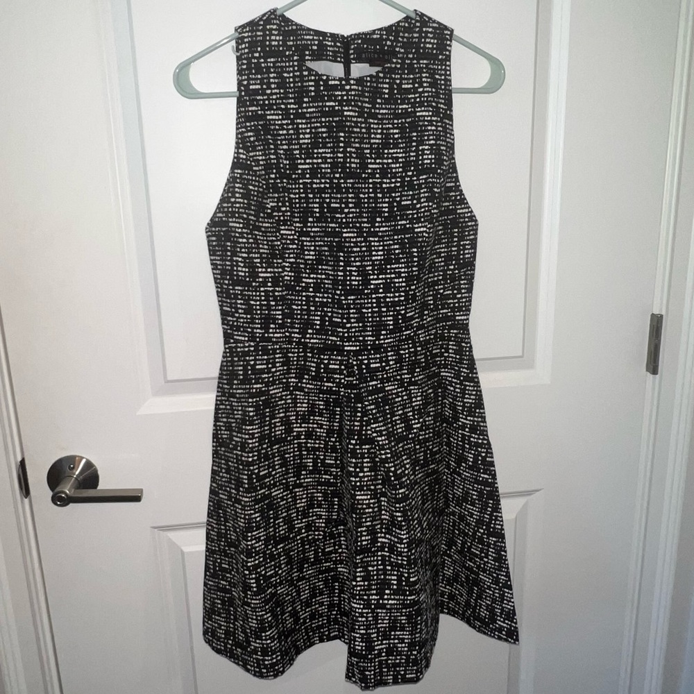 Alice+Olivia employed tweed style dress black and white